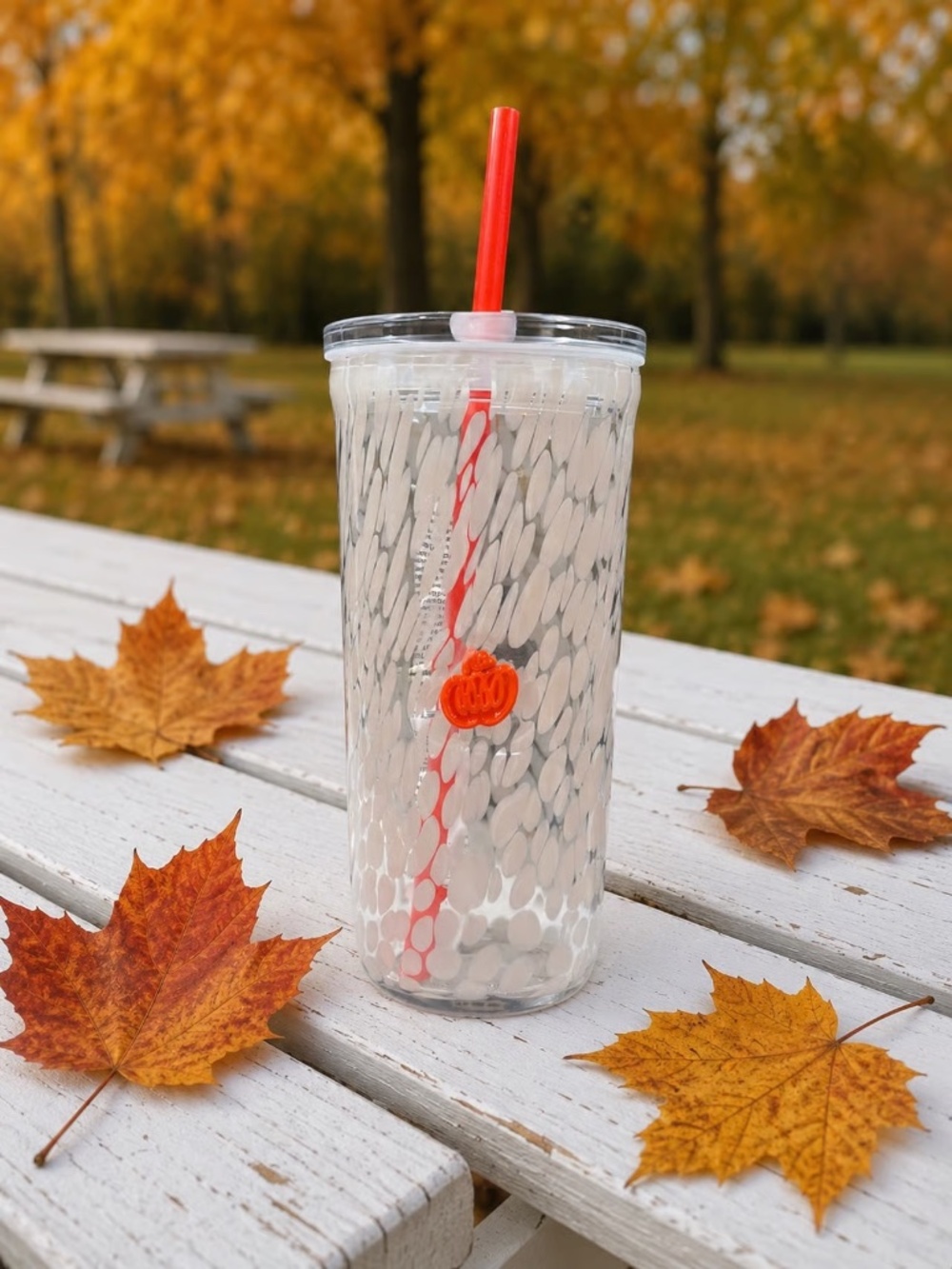 Set of 2! NWT Starbucks fall 2026 pumpkin glass cold cup Tumblers with Straw
